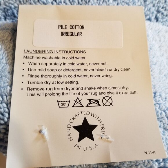 Vintage 80s Bathroom Mat Rug Heavy Cotton Washable Made in USA Blue - Picture 5 of 9